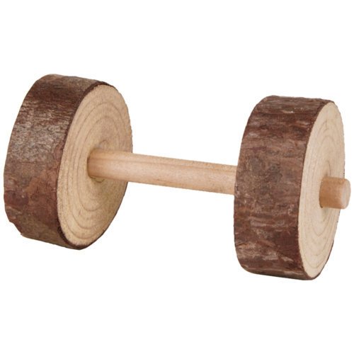 2 Naturholz-Hanteln für Kleintiere – ø 4,5 x 9 cm, Set aus 2 Hanteln