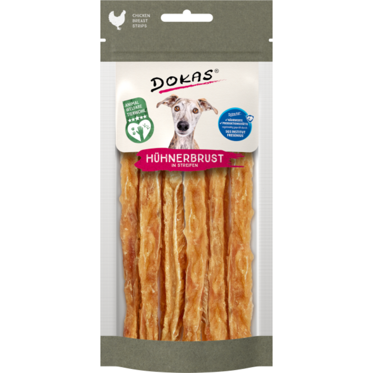 Dokas Hunde Snack Hühnerbrust Streifen - Der leckere Hundesnack für Deinen Liebling – 50 g, 12 cm