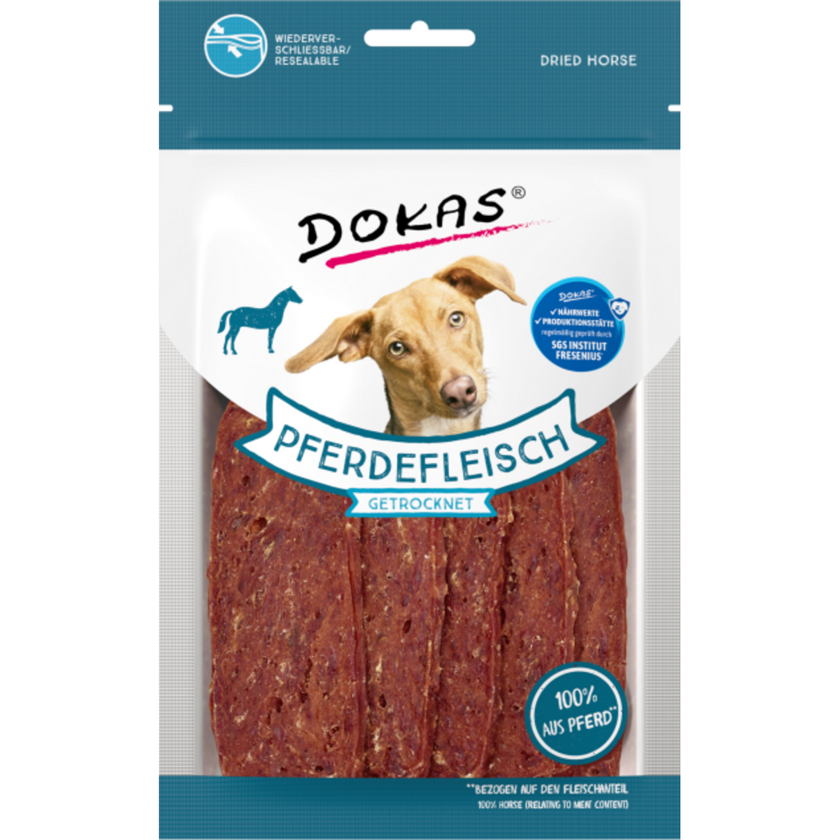 Pferdefleisch getrocknet Hundesnack – 60 g, 11 cm