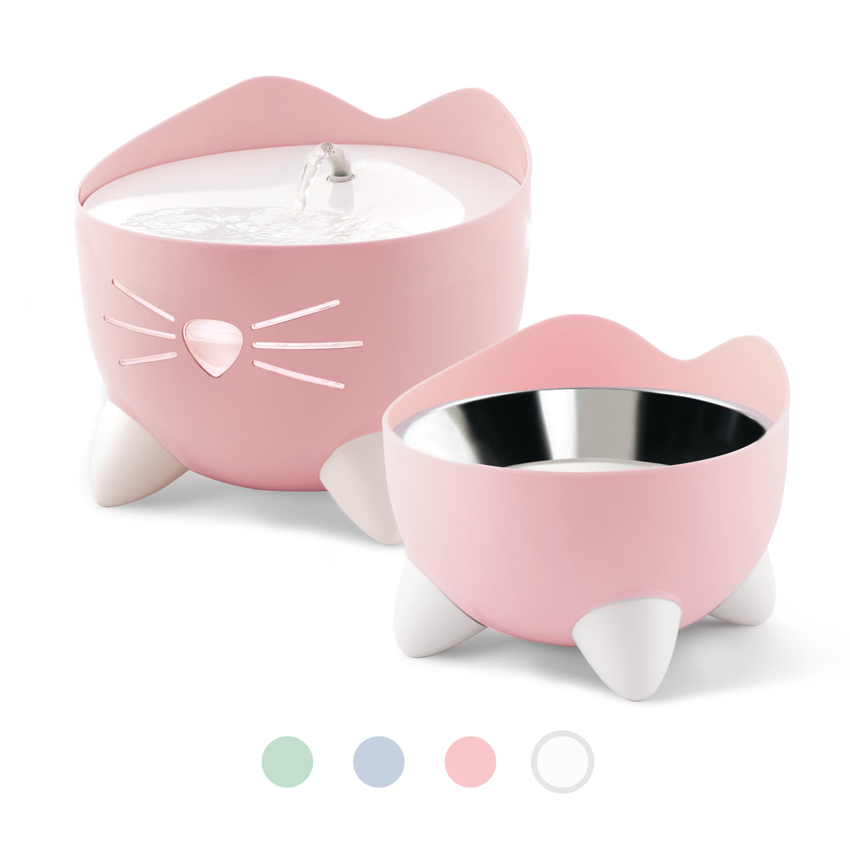 Catit PIXI Combo Kit – Trinkbrunnen, erhöhter Futternapf & 3 Filter in Pink für Katzen