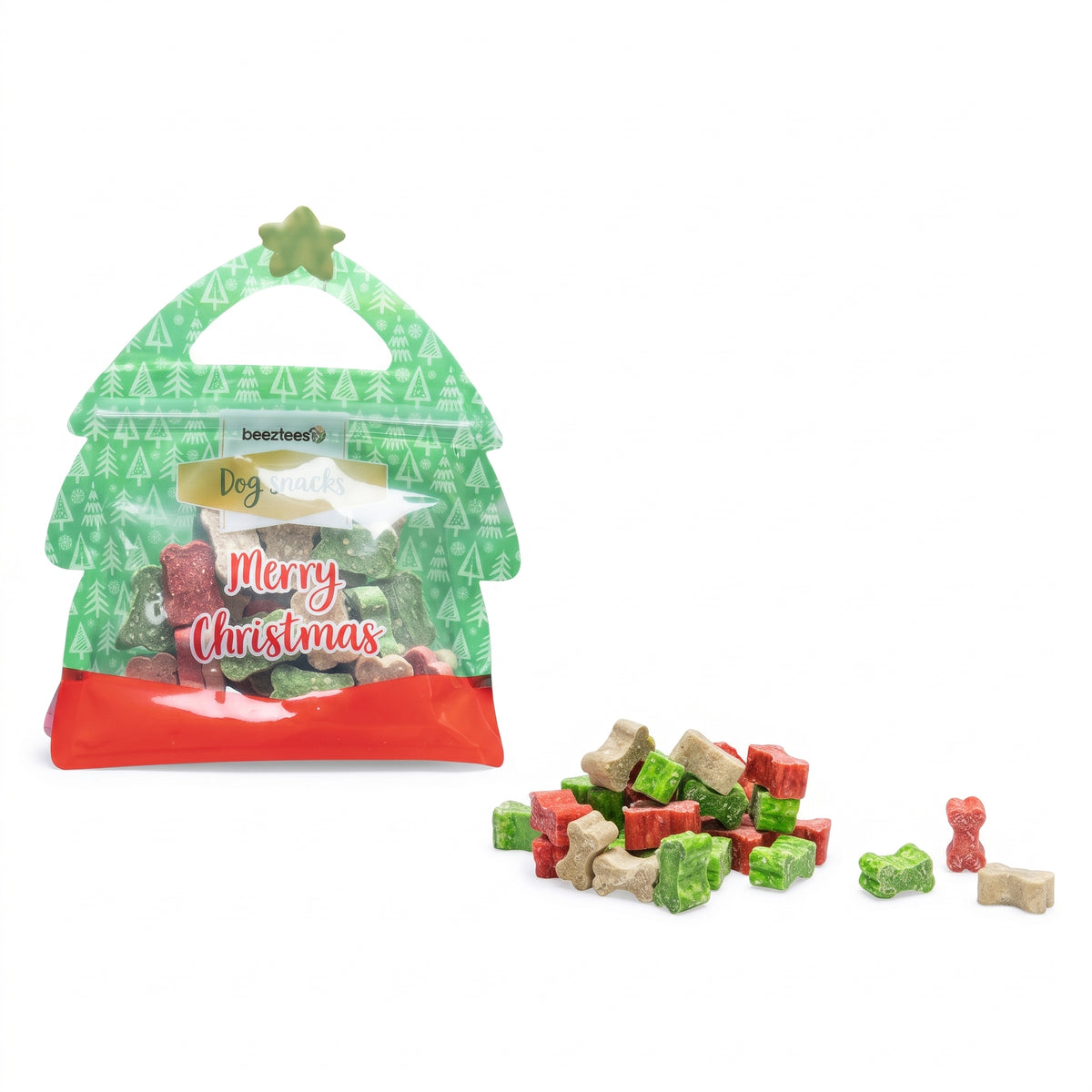 Beeztees Weihnachts-Knochenmix – Hundesnacks in Geschenktüte, 160 g