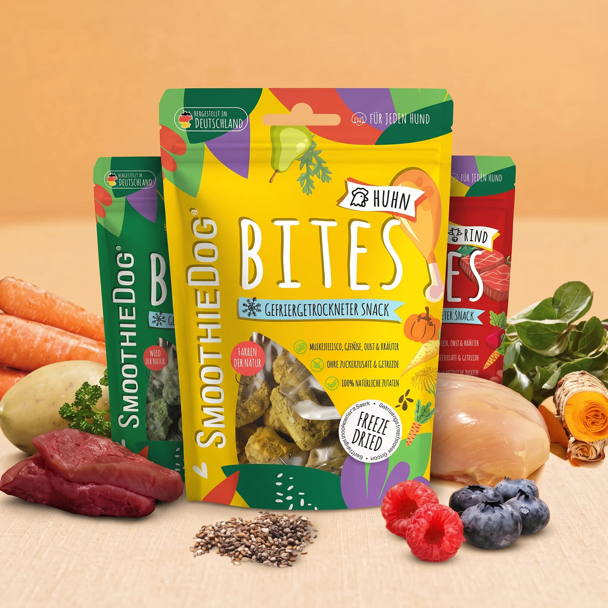 SmoothieDog Bites Klassik Paket, Hundesnacks 3 × 40 g