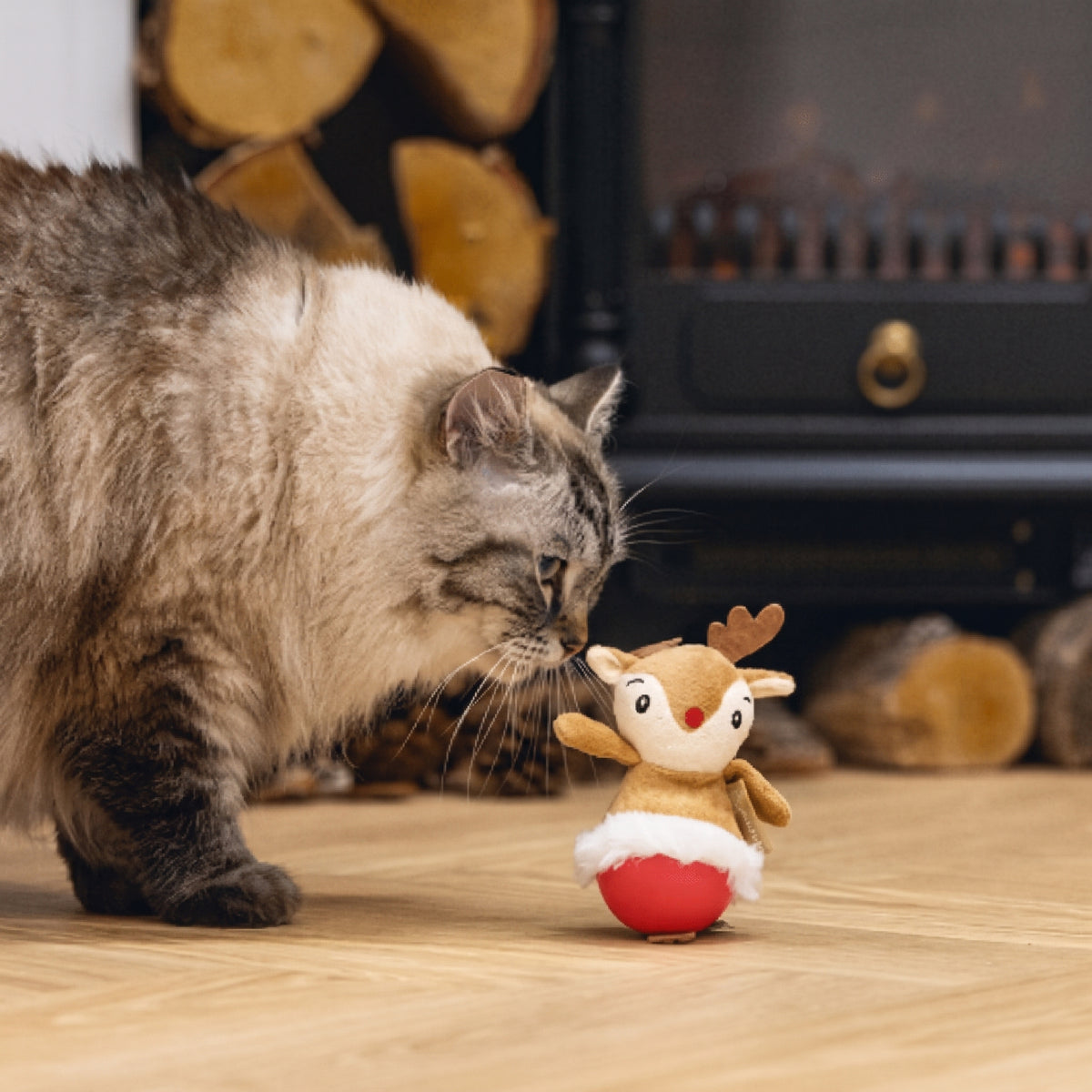 Beeztees Weihnachts-Wobbler für Katzen aus Plüsch