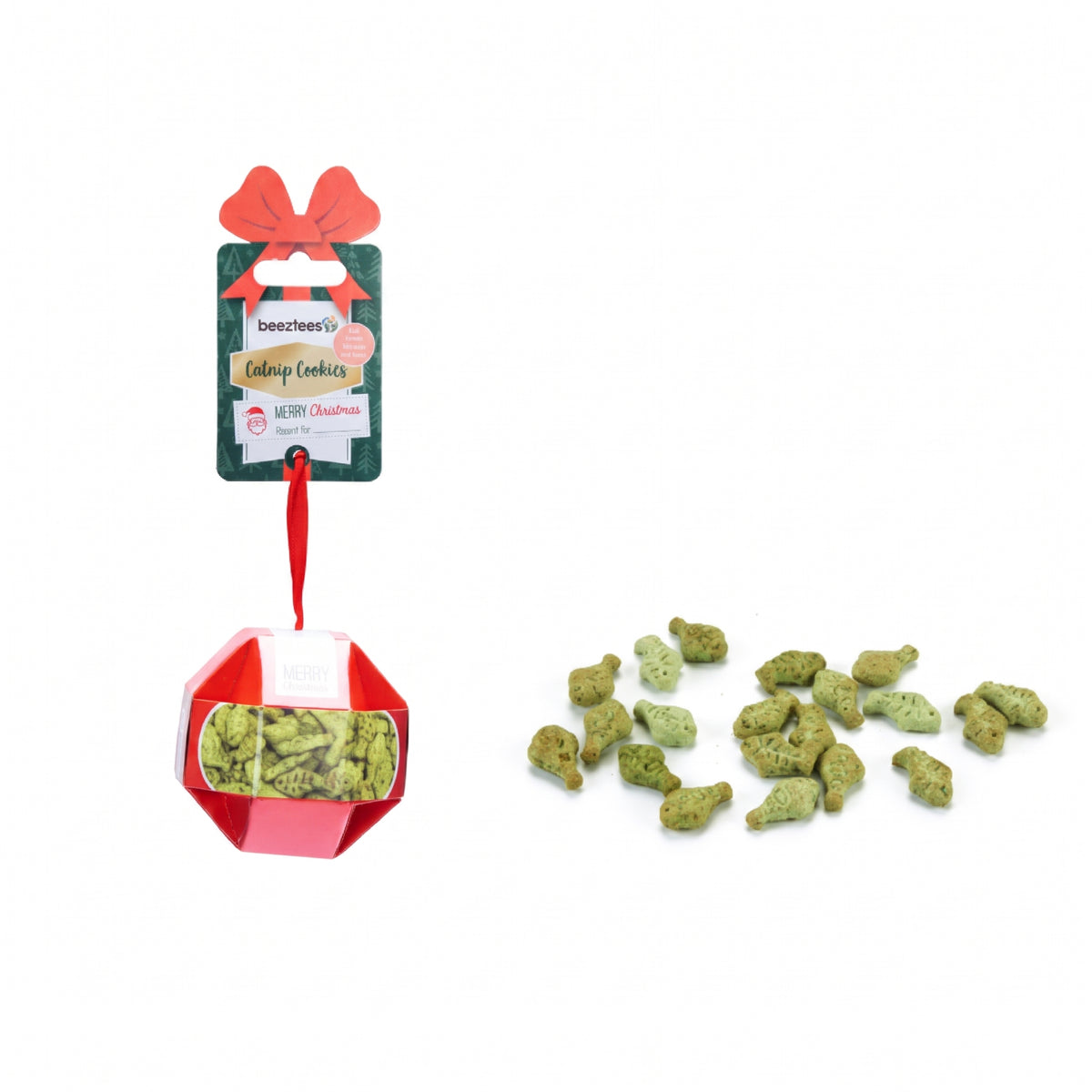 Beeztees Weihnachten Catnip Cookies - Katzensnack - Lachs - 30 g
