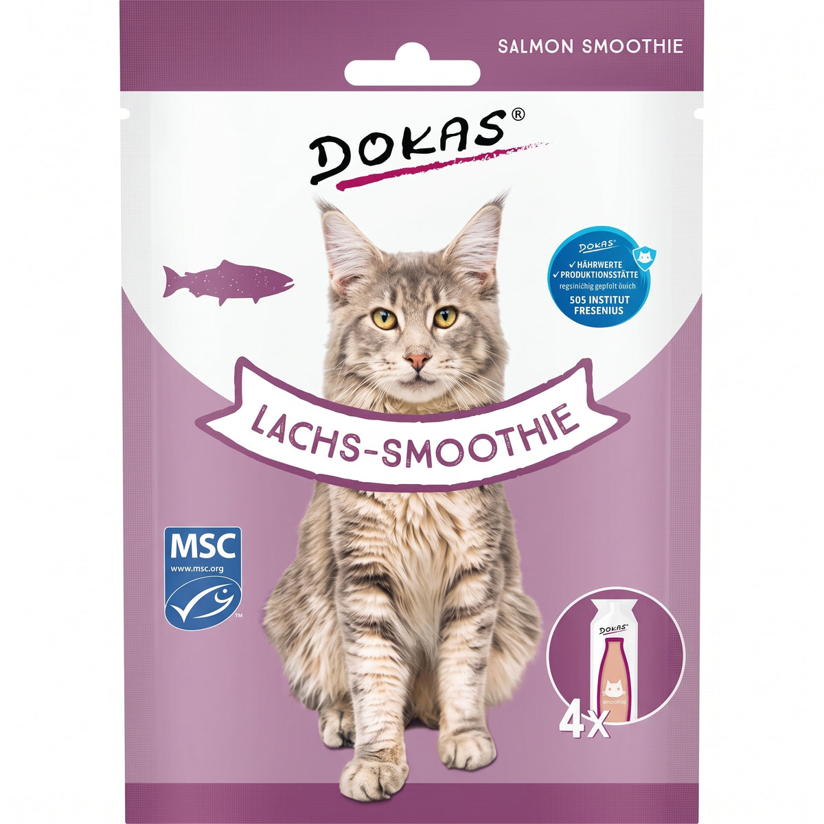 Dokas Katzensnack Smoothie Lachs – 4 x 30 ml