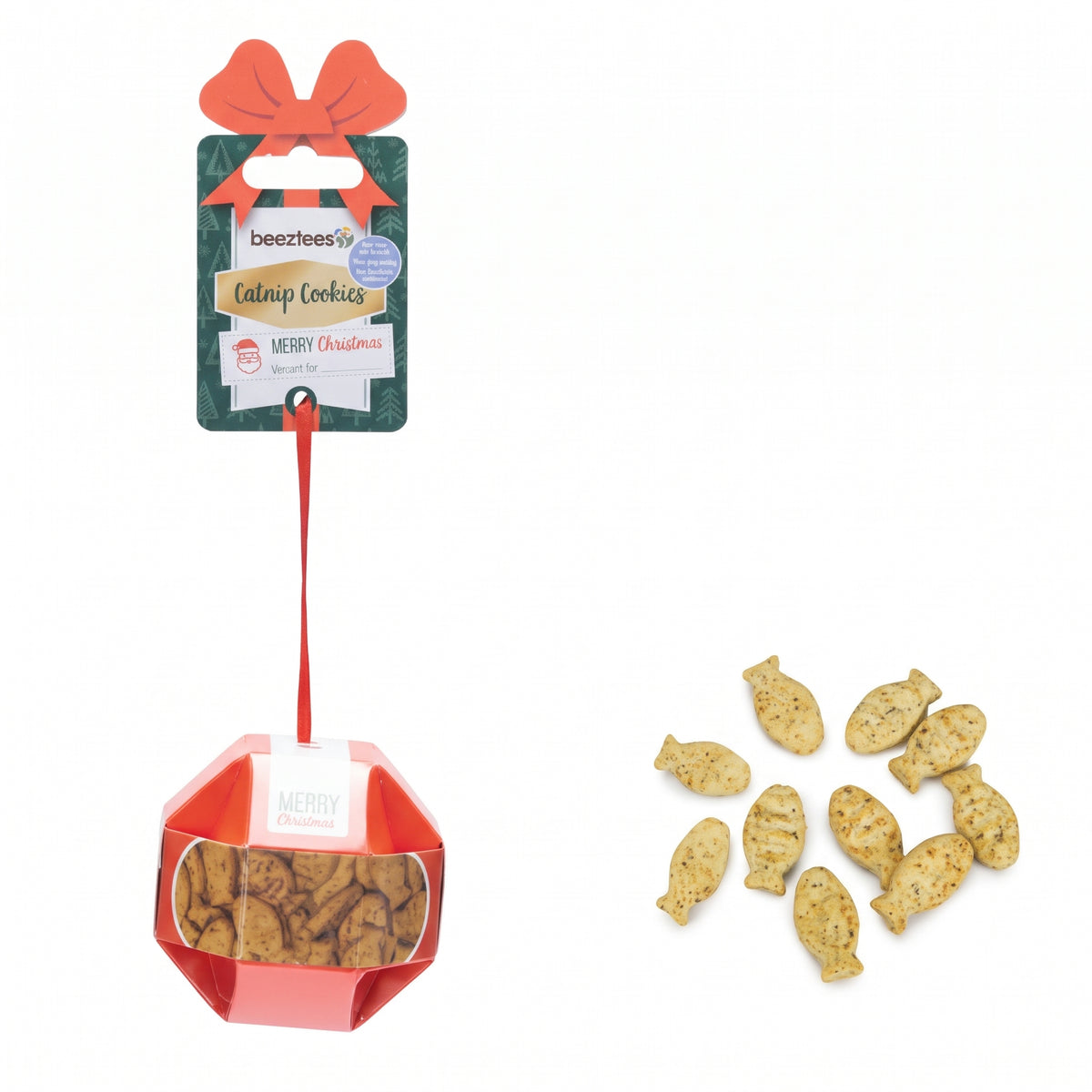 Beeztees Weihnachten Catnip Cookies mit Huhn und Thunfisch - Katzensnack - 30 g