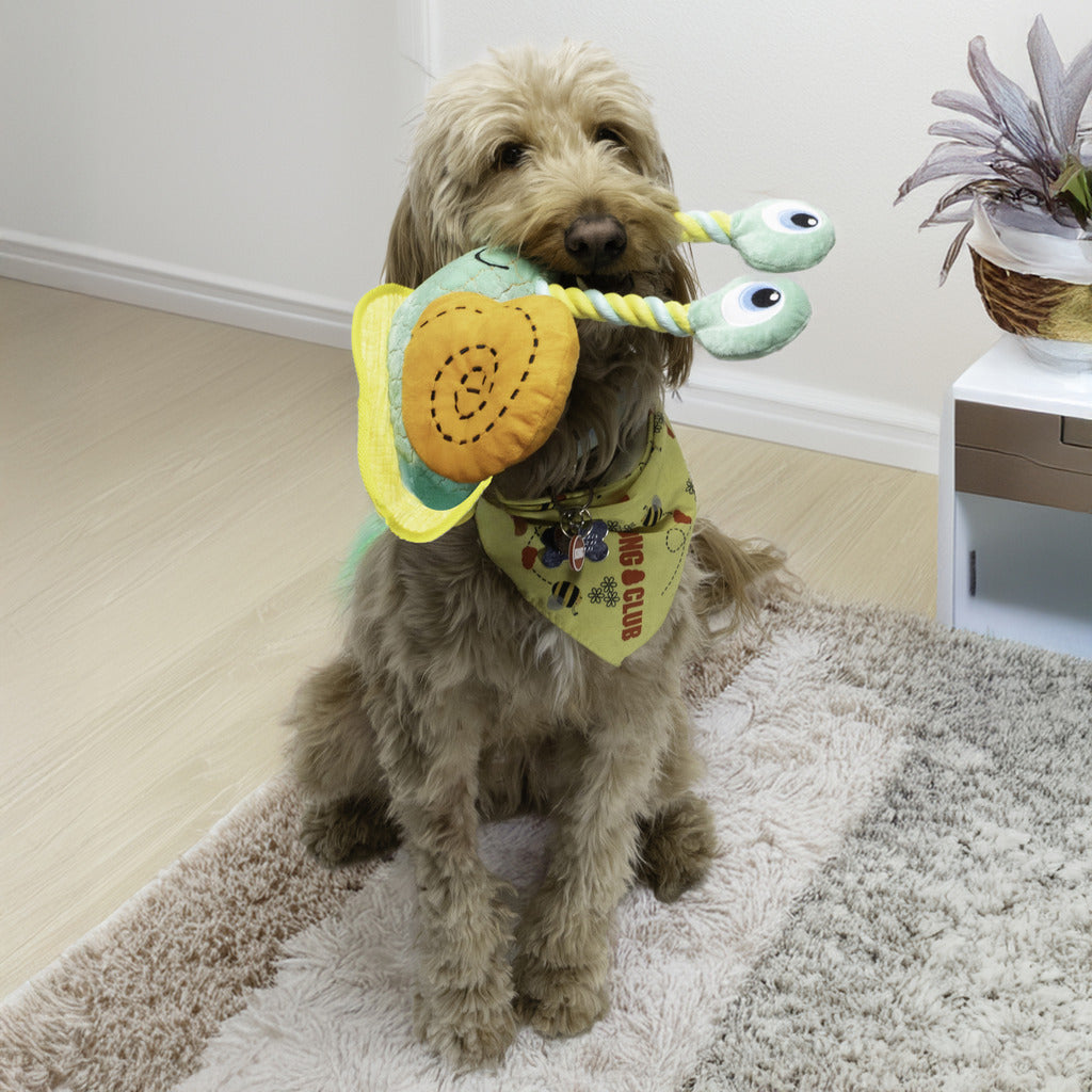 KONG Bendeez Snail – Robustes Plüsch-Seilspielzeug für Hunde