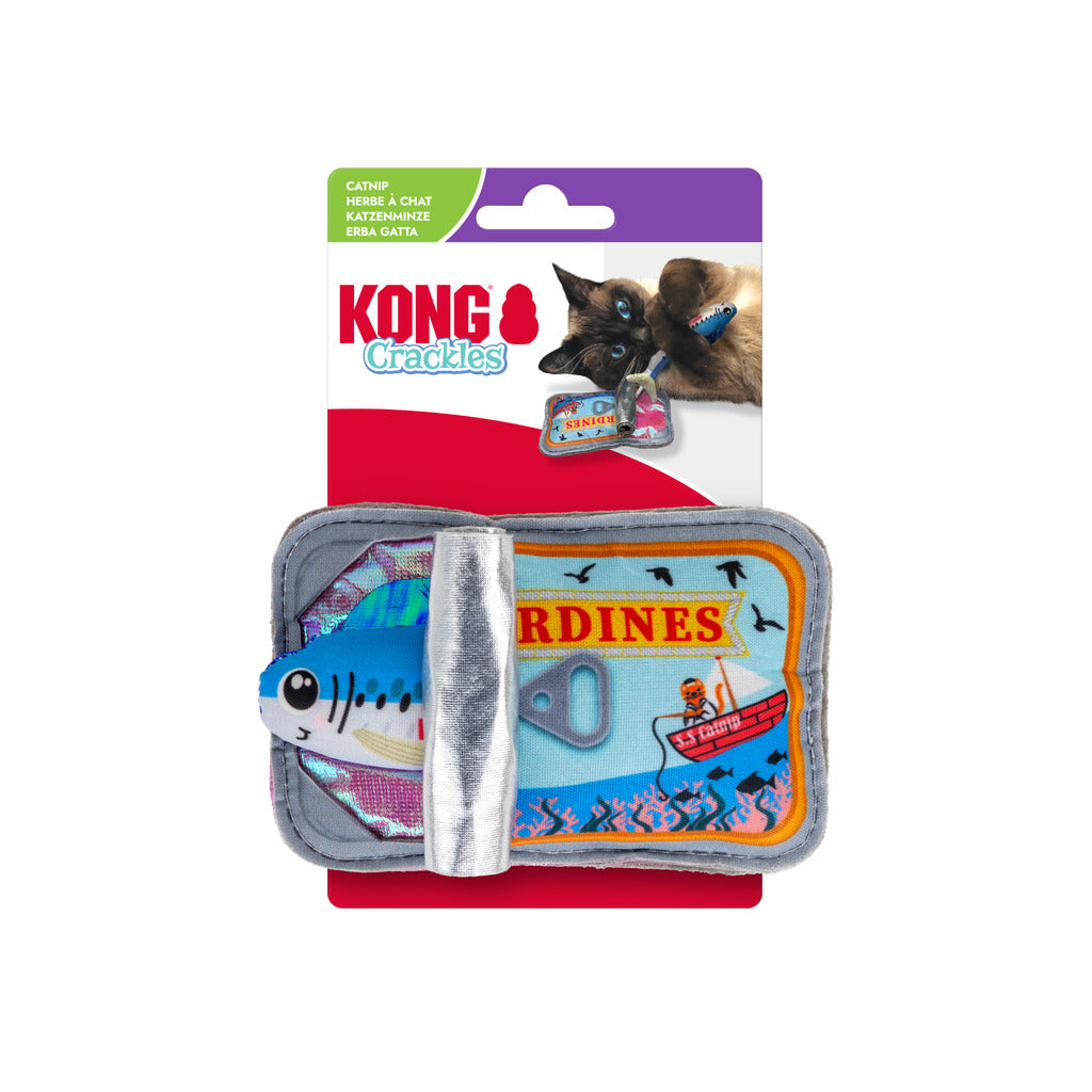 KONG Crackles Sardine Katzenspielzeug – mit Katzenminze, Glöckchen & Knistereffekt
