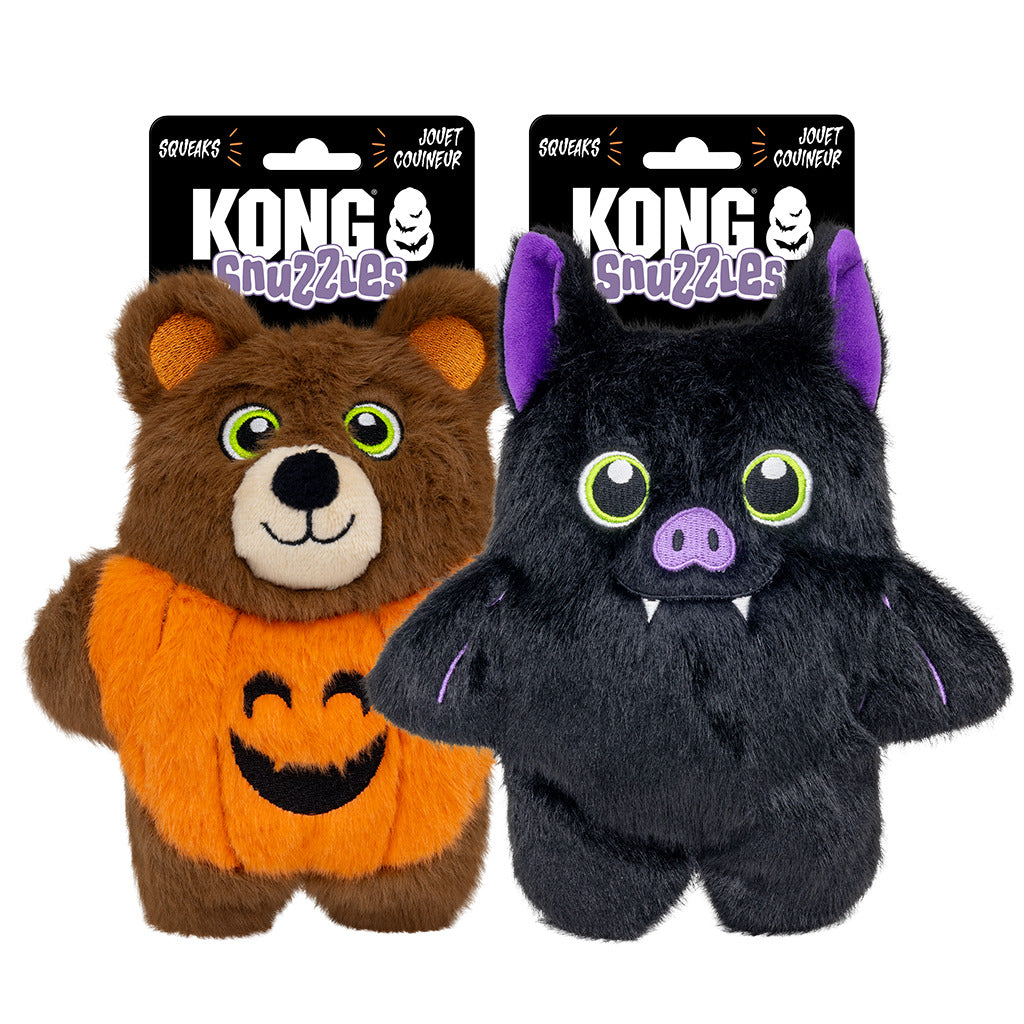 KONG Halloween Snuzzles – weiches Hundespielzeug mit Quietscher (Fledermaus oder Kürbis)