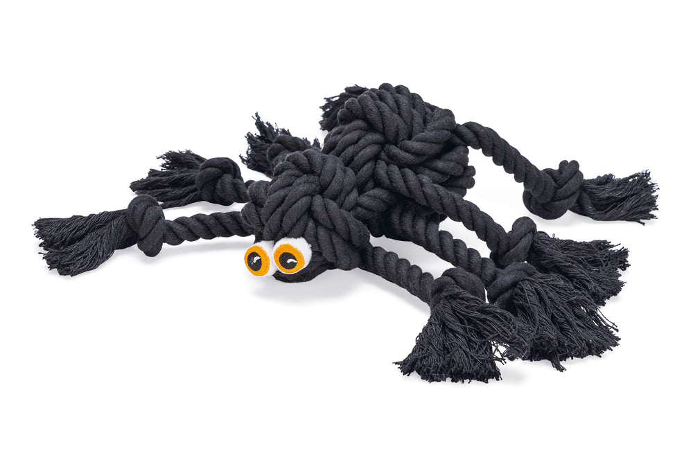 Beeztees Halloween Flossy Spinne aus Baumwolle für Hunde, 38 x 18 x 10 cm