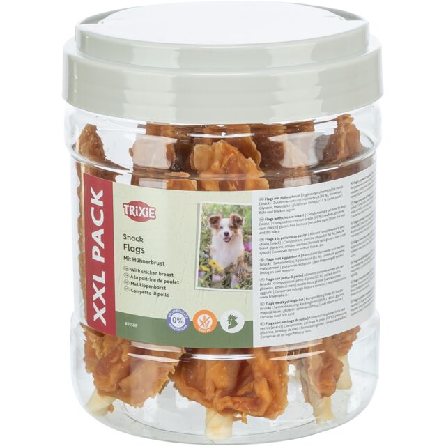TRIXIE PREMIO Chicken Flags Hundesnack – Rinderhaut mit Hühnerbrust, 65 % Fleisch, glutenfrei
