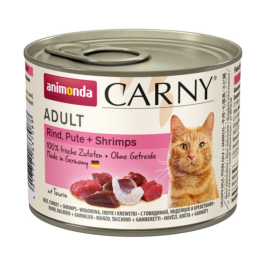 Carny Adult Katzenfutter – Rind, Pute+Shrimps 6x200g
