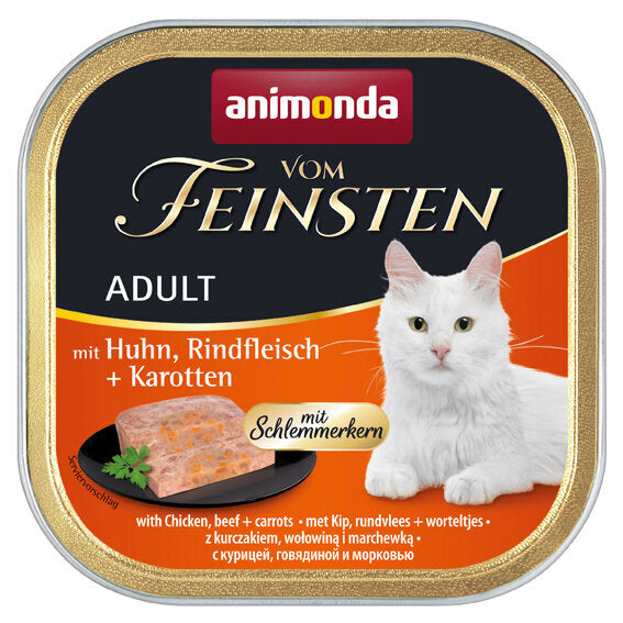 Animonda Vom Feinsten Katzenfutter mit Schlemmerkern – mit Huhn, Rindfleisch & Karotten 32x100g