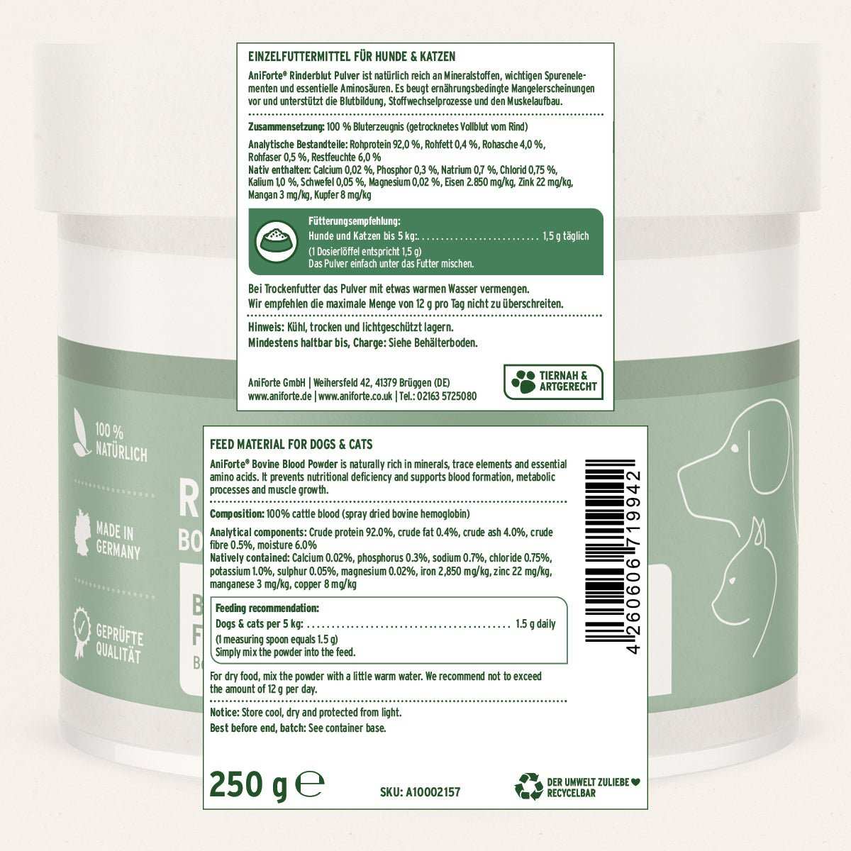 AniForte BARF-Line Rinderblutpulver 250 g