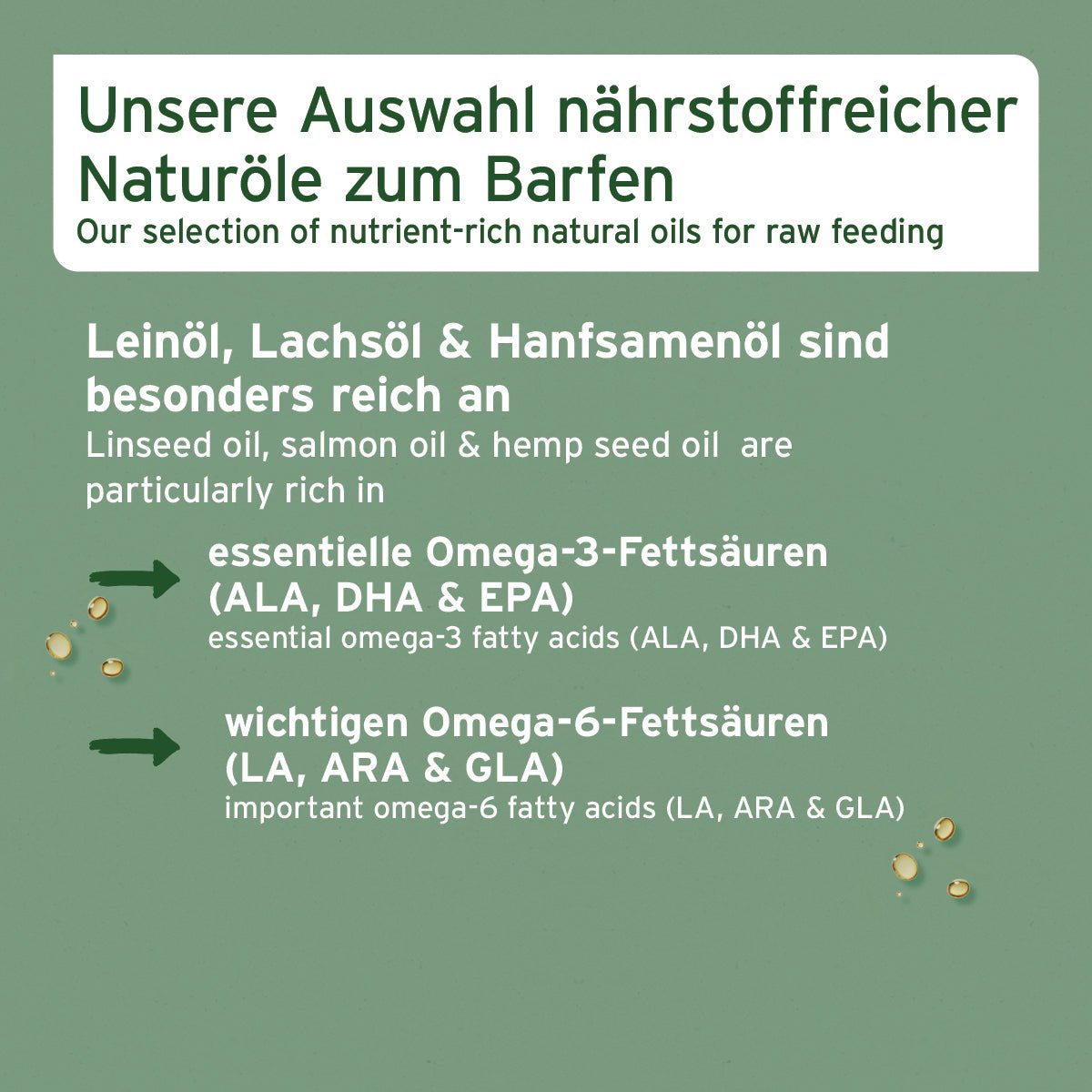 AniForte Barf-Öl Set mit je 500 ml Lachsöl, Leinöl und Hanföl