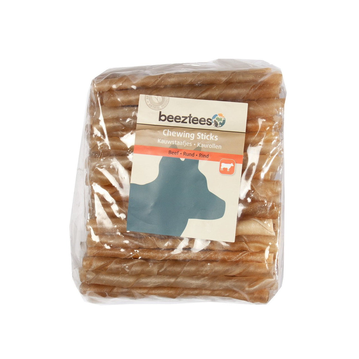 Beeztees Kaustick für Hunde Rinderhaut – L: 12.5 cm - ø: 9 - 10 mm / 100 Stk.