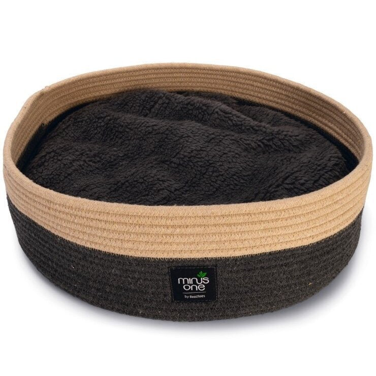 Minus One Nachhaltiger Katzenkorb Xana – Ø 45 x 14 cm, grau/beige