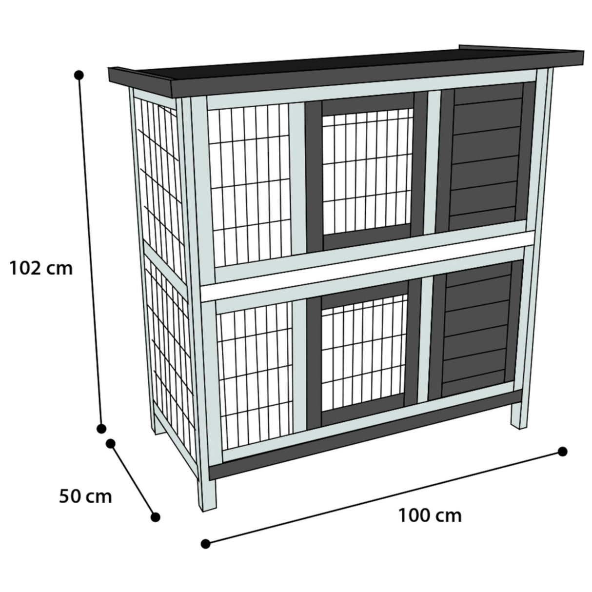 Kaninchenstall Combi 1 Rustic Grau