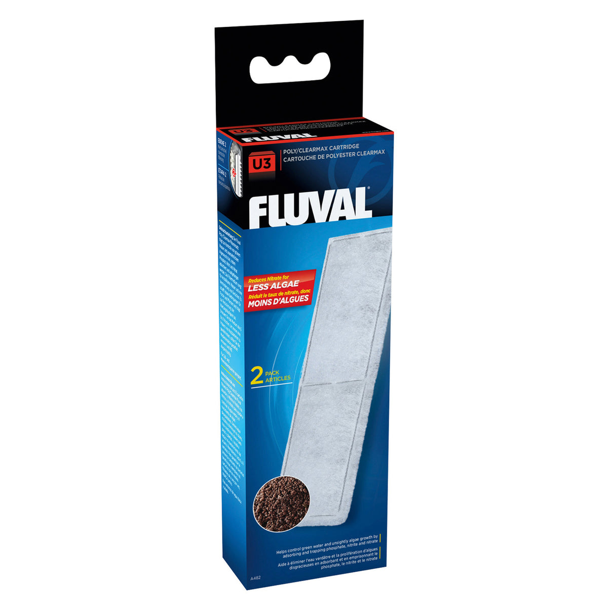 Fluval Filtermedien für U-Serien – Filtereinsatz 2er-Pack für U3 (17,6 x 1,6 x 5,7 cm)