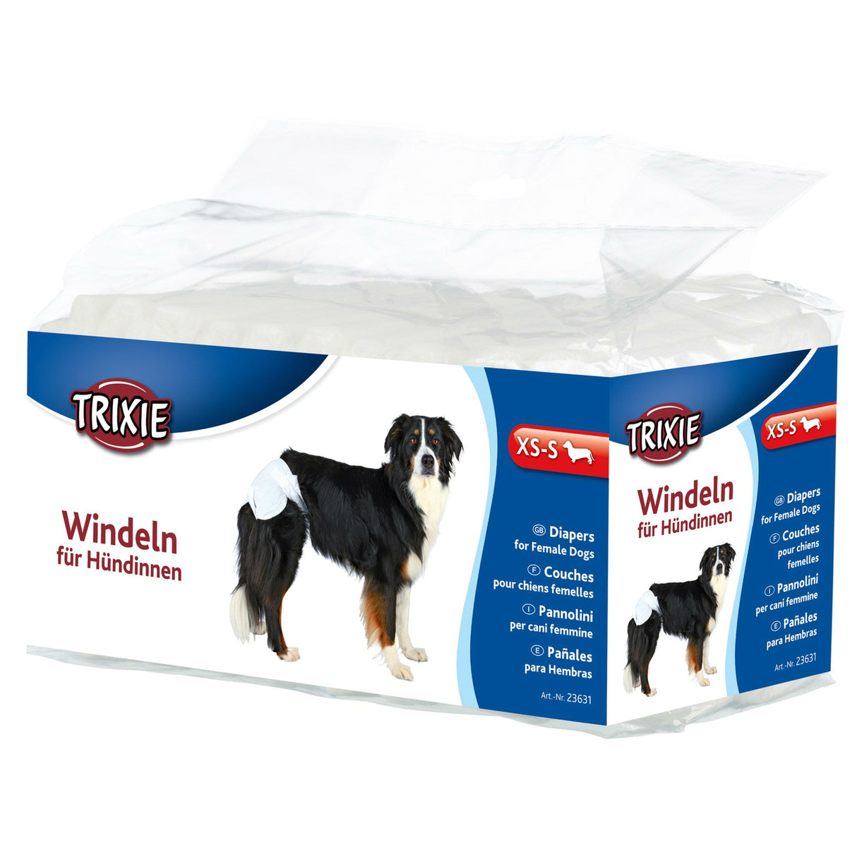 Hundewindeln für Hündinnen – XS–S, 12 St., Bauchumfang 20–28 cm