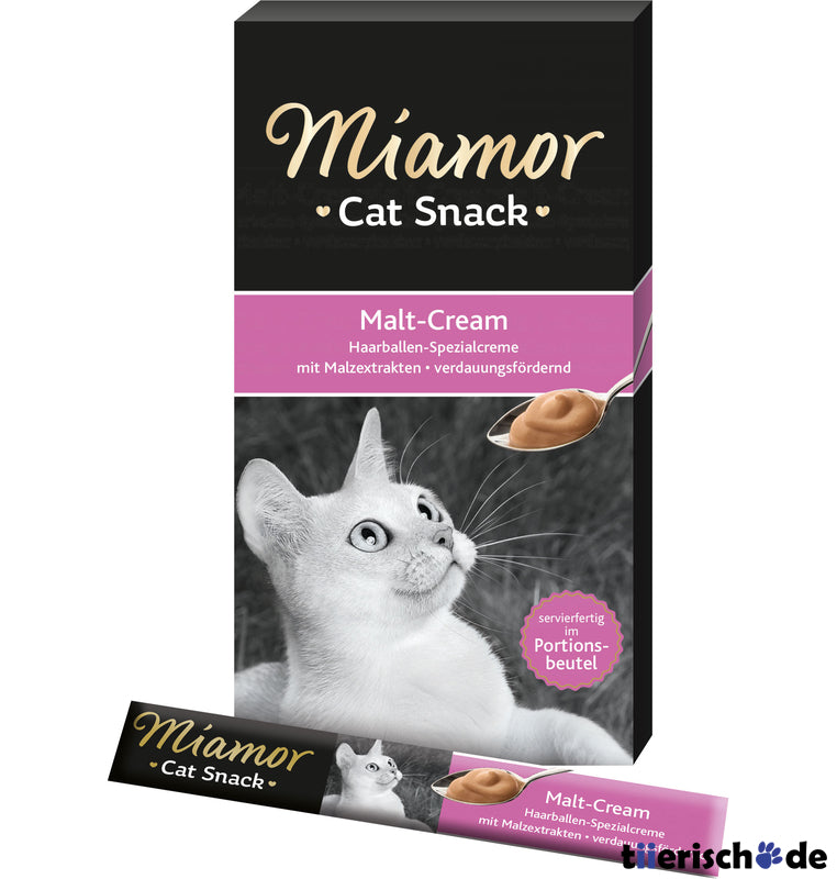 Miamor Schleck Snack Cream für Katzen – Malt Cream, 6x15g