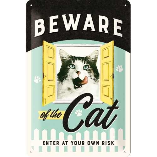 Nostalgic-Art Beware of the Cat, Blechschild – 20 x 30 cm