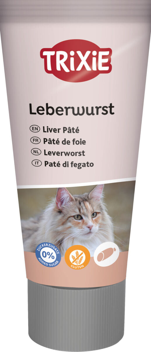 TRIXIE PREMIO Katzenleberwurst Paste – Tube 75 g, glutenfrei, zuckerfrei, mit Taurin