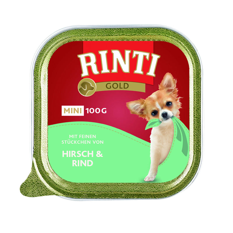Rinti Gold Mini Nassfutter für kleine Hunde – Hirsch & Rind 16x100g
