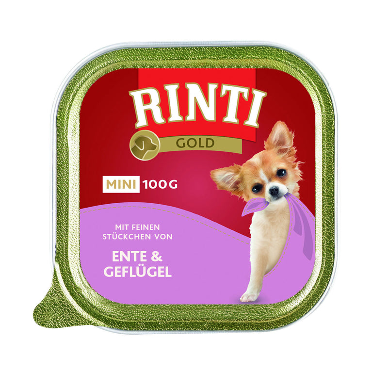 Rinti Gold Mini Nassfutter für kleine Hunde – Ente & Geflügel 16x100g