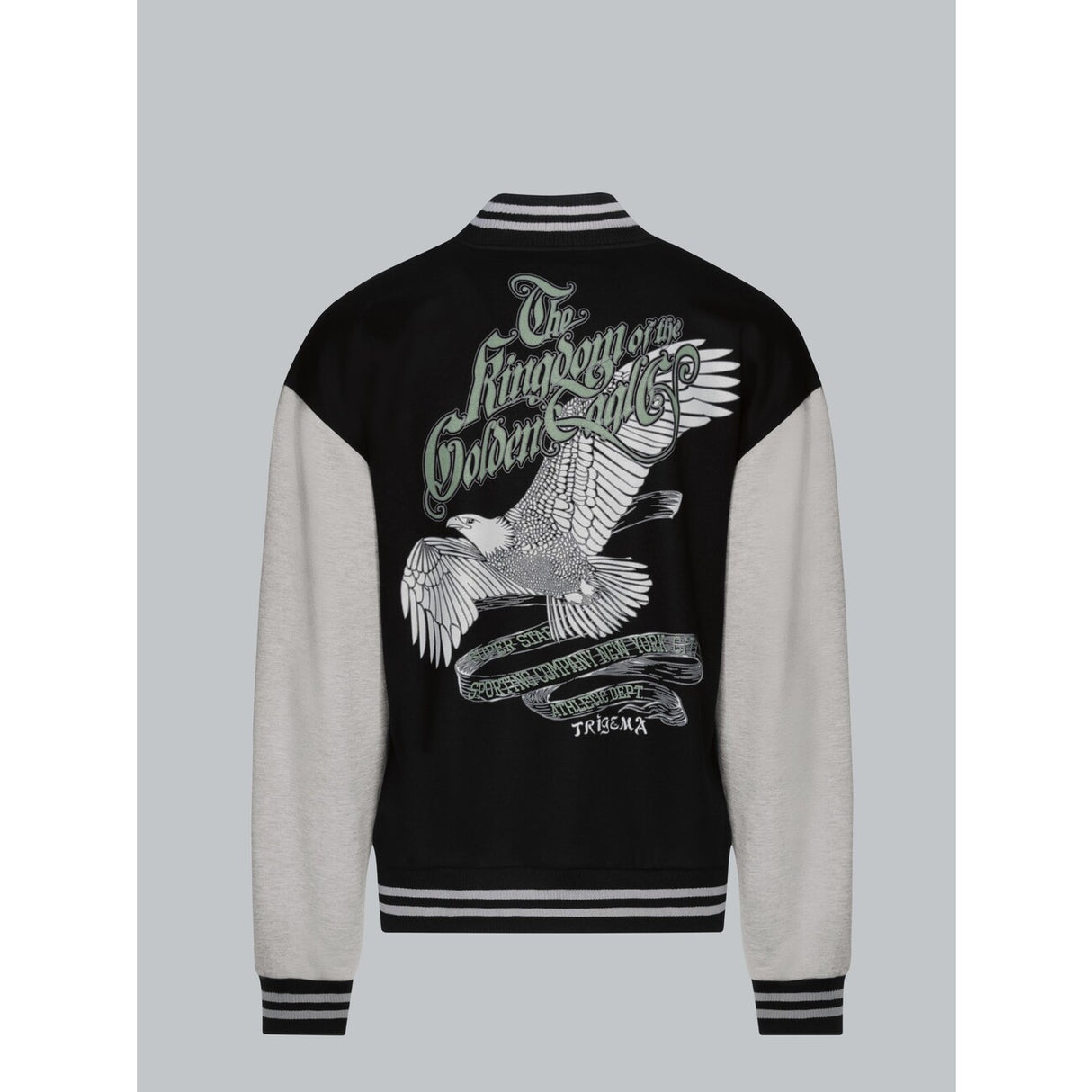 Collegejacke mit großem Adler-Rückenprint Schwarz