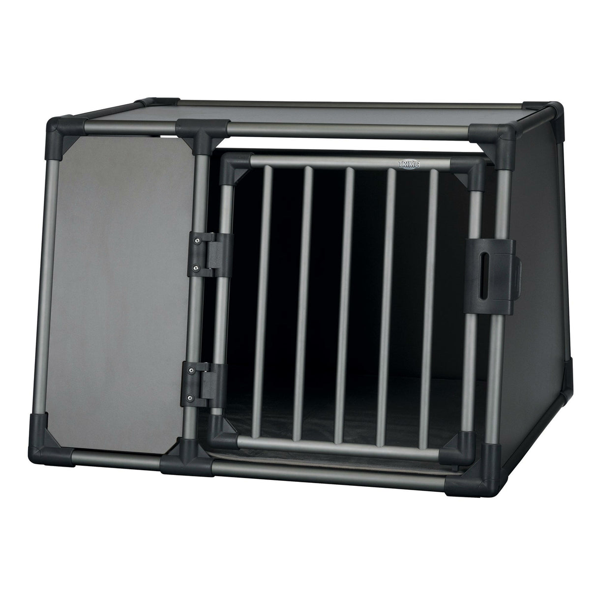 TRIXIE Hunde Alubox Transportbox Aluminium in Grafit – Sicherer Reisebegleiter fürs Auto
