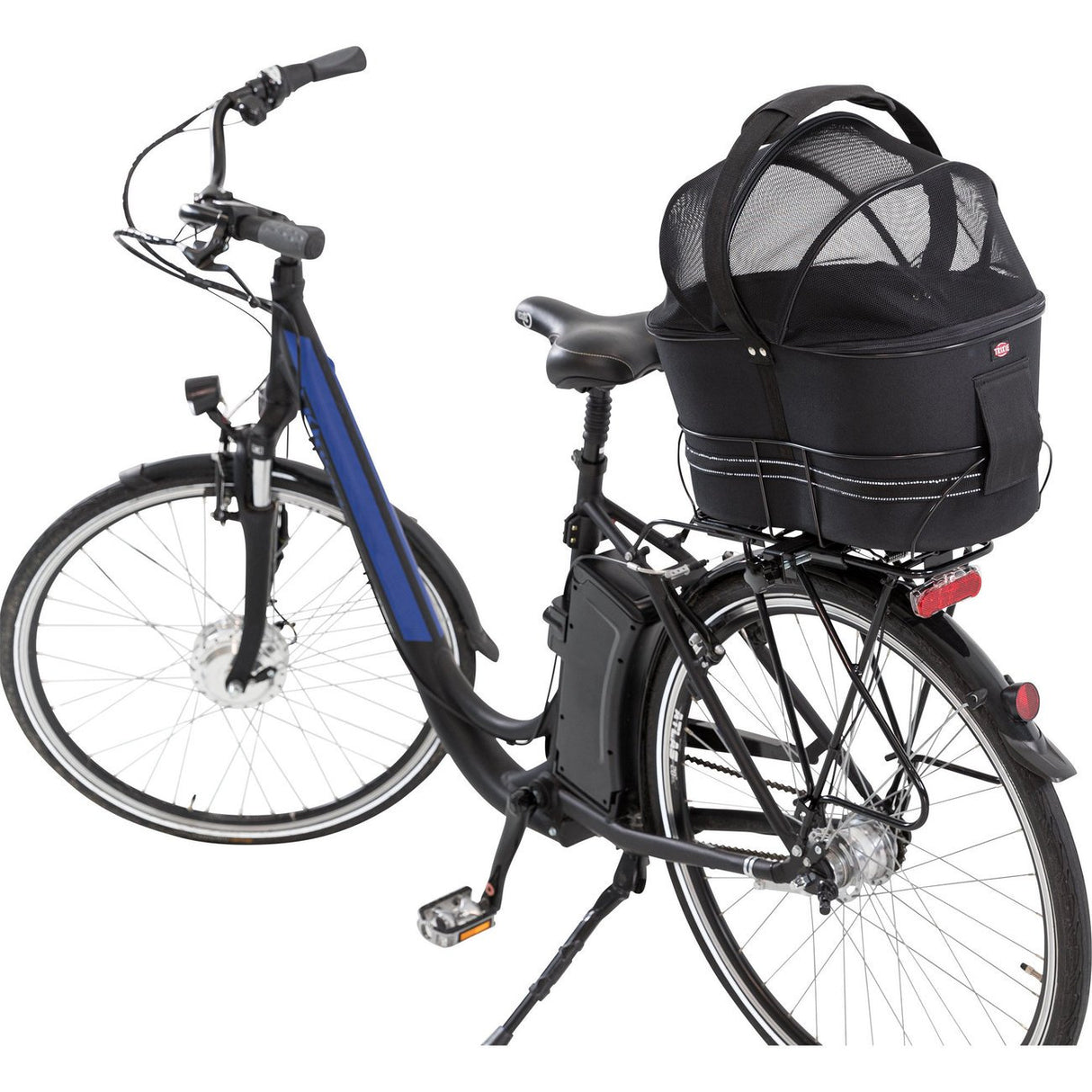 Hundefahrradkorb für Gepäckträger mit Kurzleine
