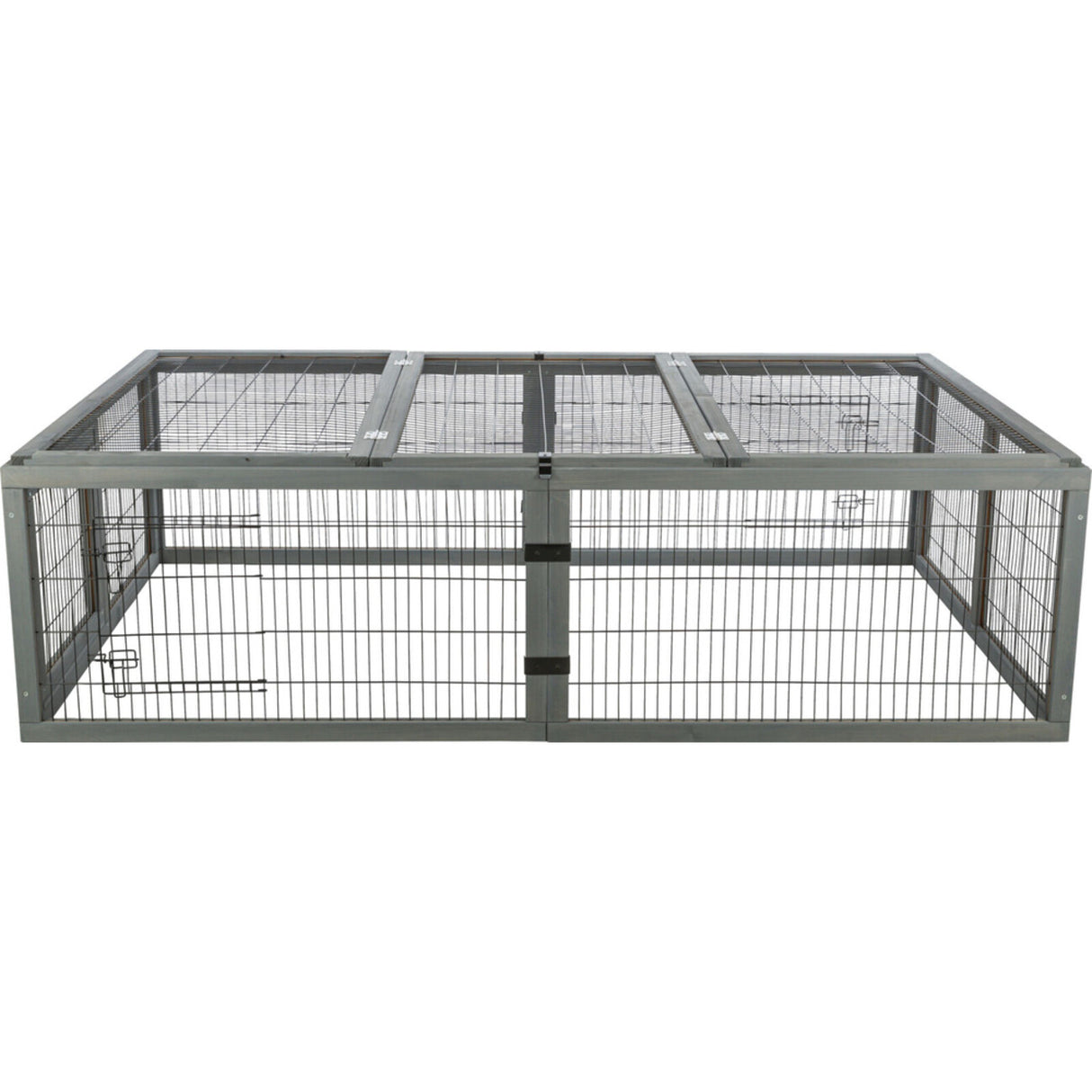 TRIXIE Freilauf mit Abdeckung für Kleintiere – Sicher & artgerecht! – 174 × 48 × 109 cm, grau