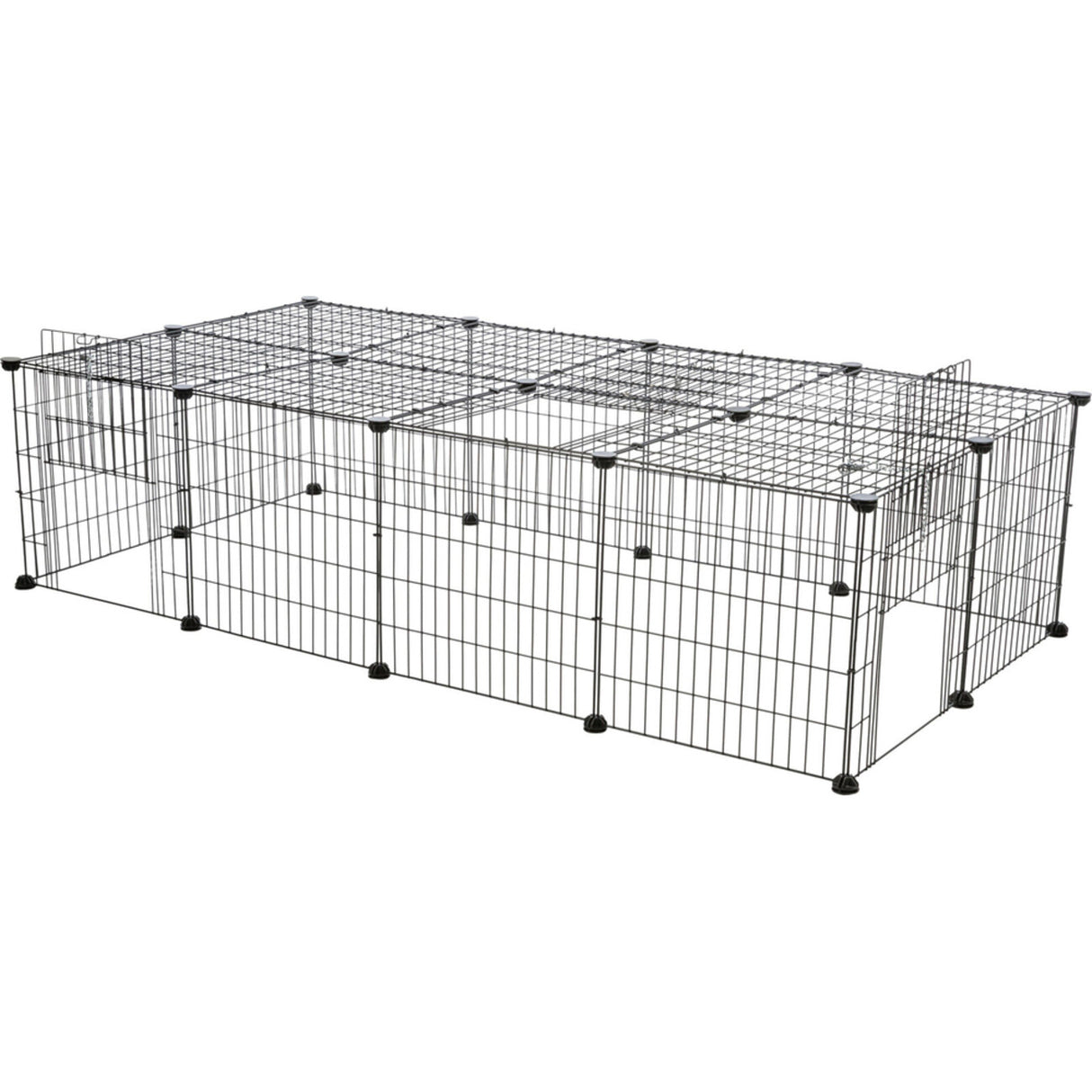 TRIXIE Freilaufgehege mit Abdeckung | Sicherer Auslauf für Kaninchen & Meerschweinchen – 152 × 38 × 72 cm, schwarz