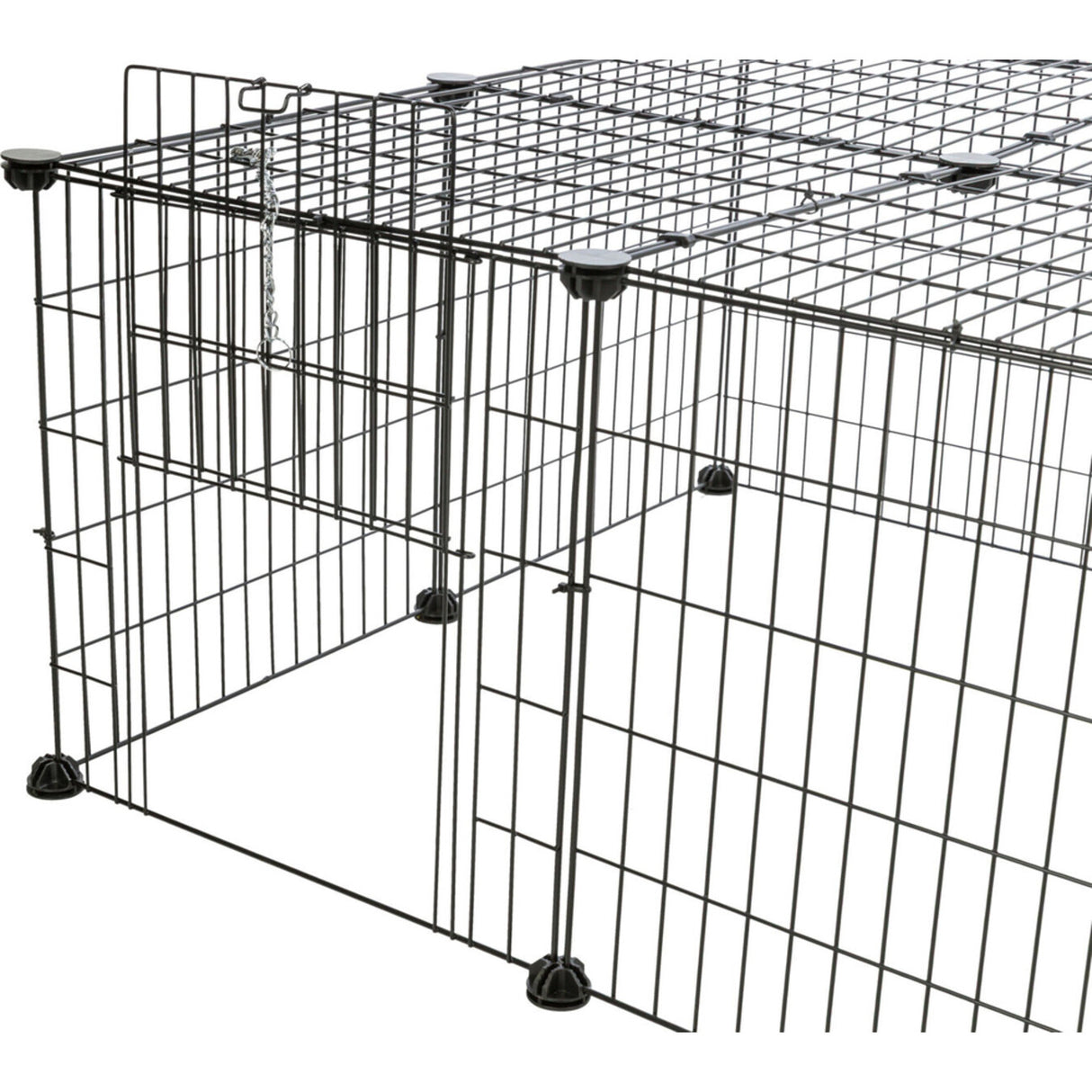 TRIXIE Freilaufgehege mit Abdeckung | Sicherer Auslauf für Kaninchen & Meerschweinchen – 152 × 38 × 72 cm, schwarz
