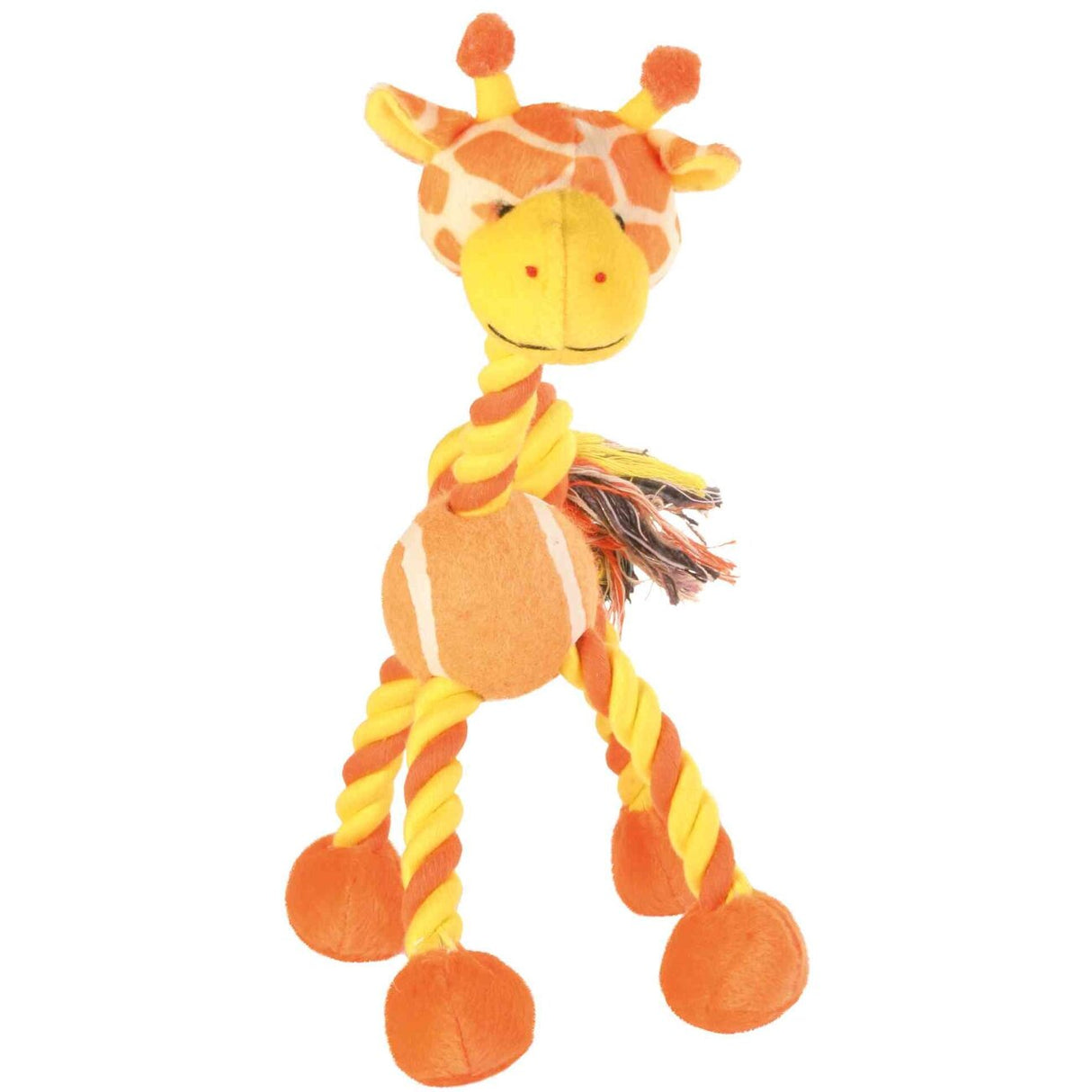 Hundespielzeug Giraffe mit Tennisball und Tau – Plüsch, 28 cm