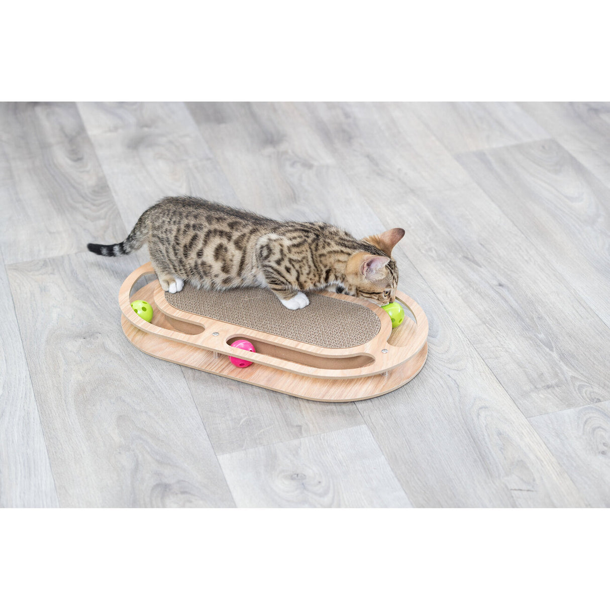 Katzen Rundlauf Kratzpappe mit Holzrahmen
