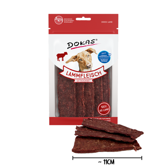 Dokas Hunde-Snack Lammfleisch getrocknet – Luftgetrocknet 70g