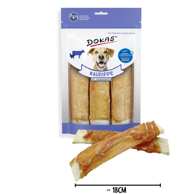 Dokas Kaurippe mit Hühnerbrustfilet – Kausnack für Hunde 210g