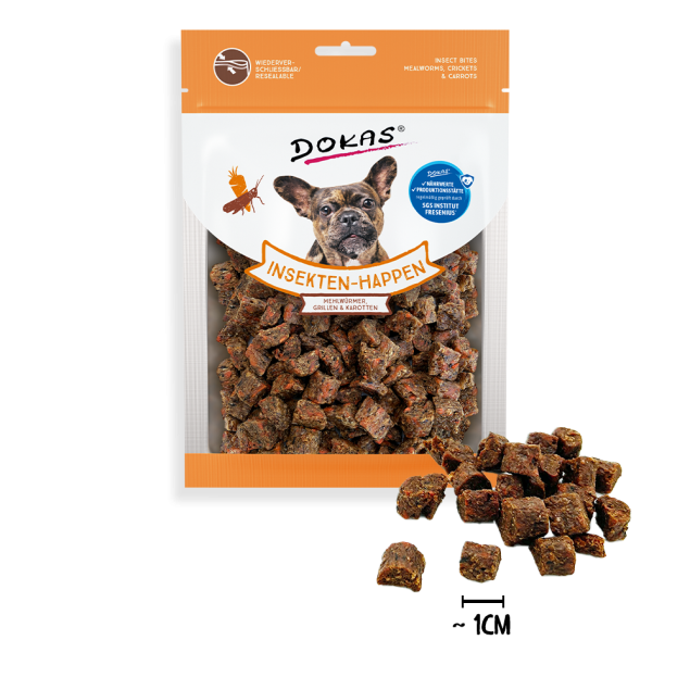 Dokas Insekten-Happen für Hunde – Grillen & Mehlwürmer, 100 g