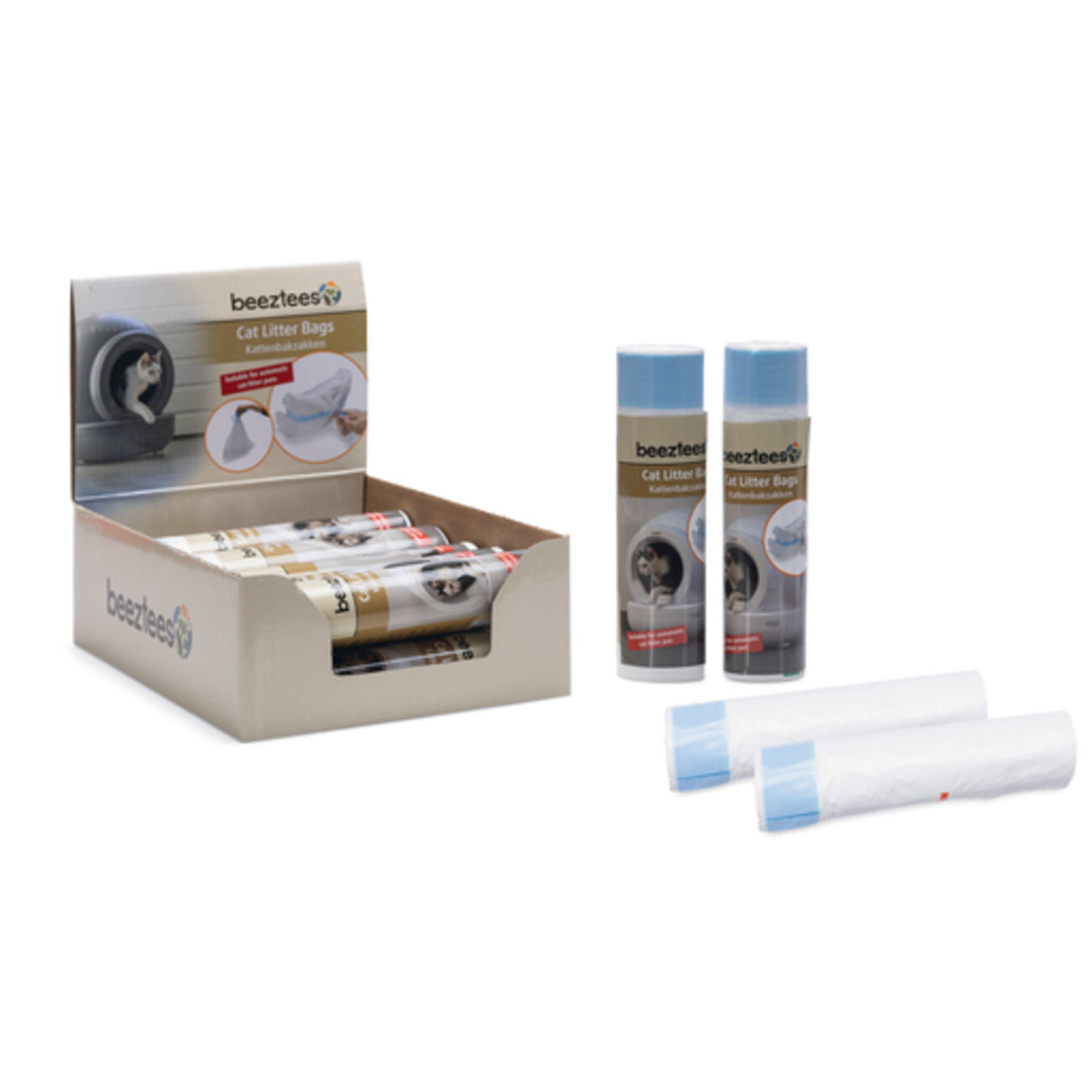 Beeztees Moeza Katzenstreubeutel | 10er Rolle für automatische Katzentoilette – 1 Rolle mit 10 Beuteln