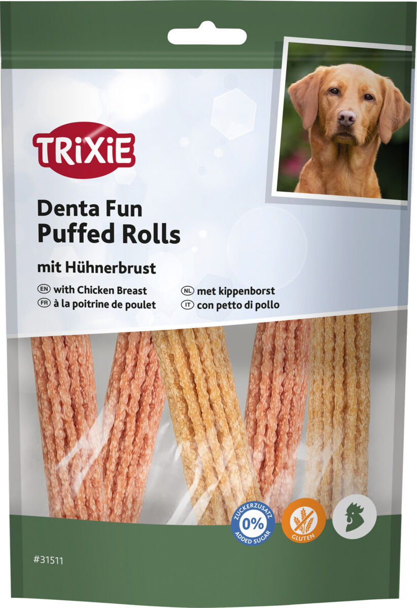 TRIXIE Puffed Rolls mit Hühnerbrust – Der unwiderstehliche Hundesnack für Training & Belohnung
