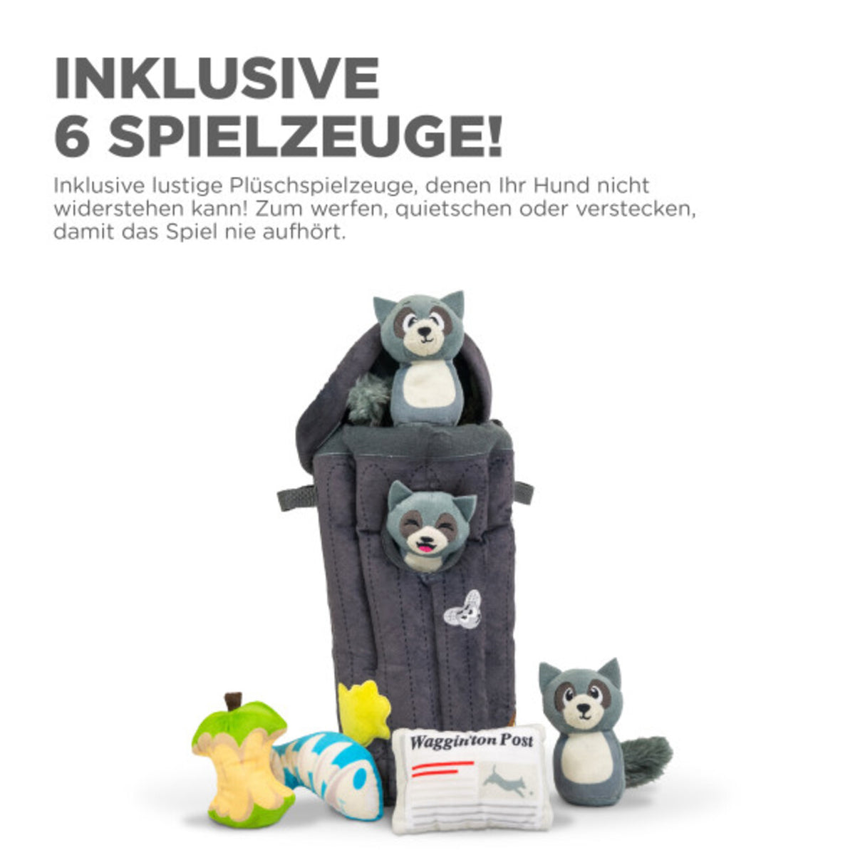 Hide-A-Racoon Waschbär Hundespielzeug – X-Large