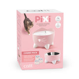 Catit PIXI Combo Kit – Trinkbrunnen, erhöhter Futternapf & 3 Filter in Pink für Katzen