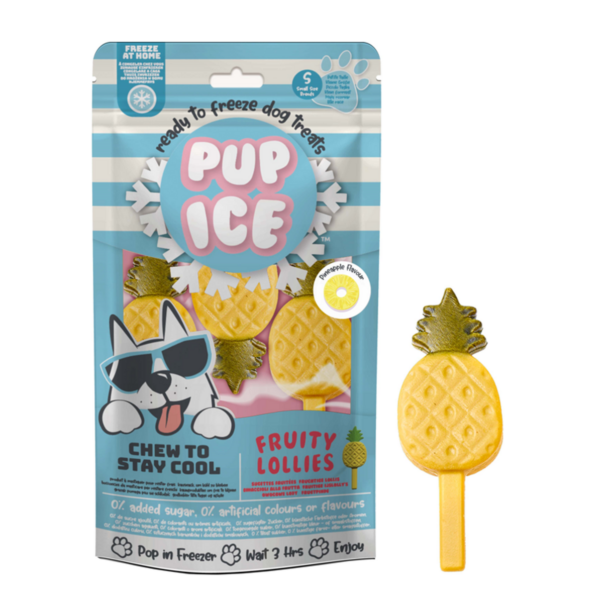 Pup Ice Dog Snack Fruity Lollies – Pineapple, 3 Stück