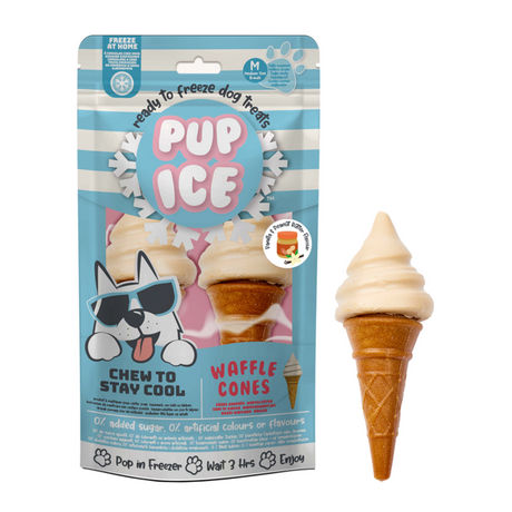 Pup Ice Dog Snack Waffle Cones – Vanilla & Peanut Butter M 2 Stück