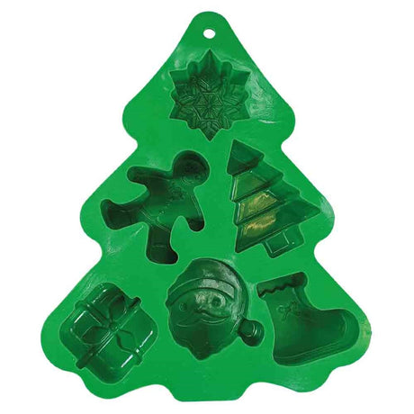 Xmas Silikon Backmatte Weihnachtsbaum – 22 x 18 cm, 6 Figuren