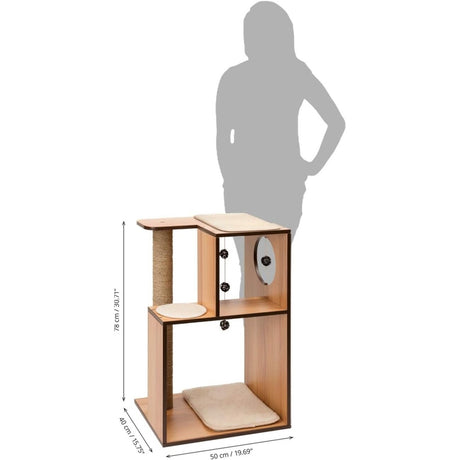 Vesper Katzenmöbel V-Box groß, Walnuss – Maße: 50 x 40 cm, Höhe: 78 cm