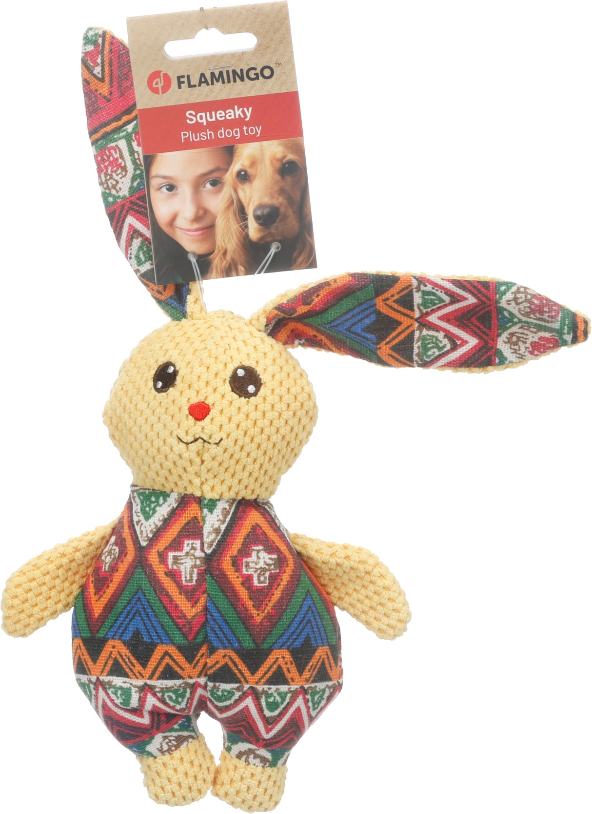 Kuka Kaninchen Hundespielzeug mit Quietscher – Plüsch & Cord, 27 cm