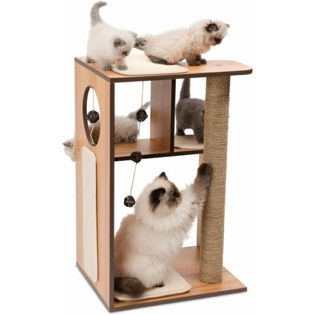 Vesper Katzenmöbel V-Box groß, Walnuss – Maße: 50 x 40 cm, Höhe: 78 cm